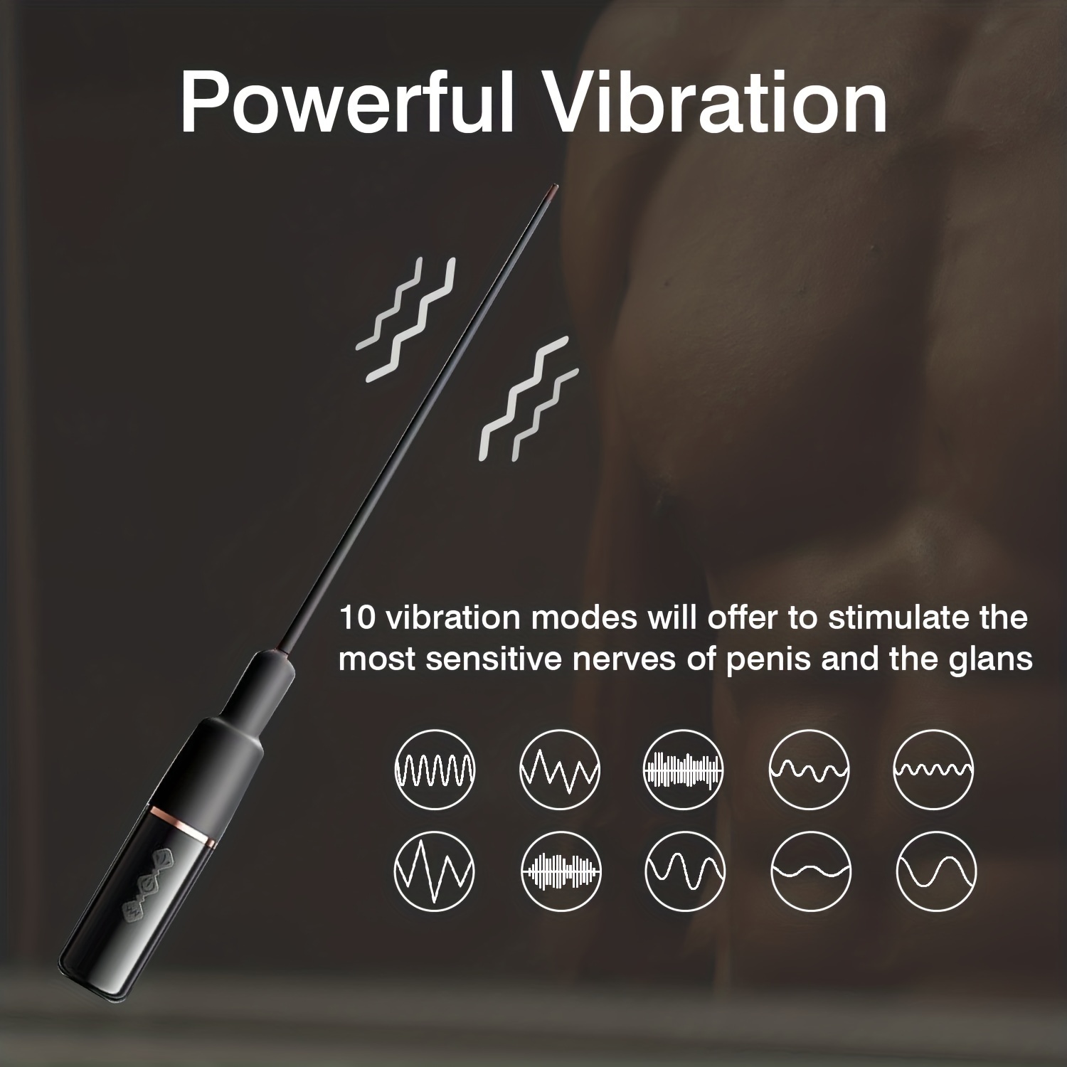 Silicone Urethral Vibrator with 10 Speed Settings